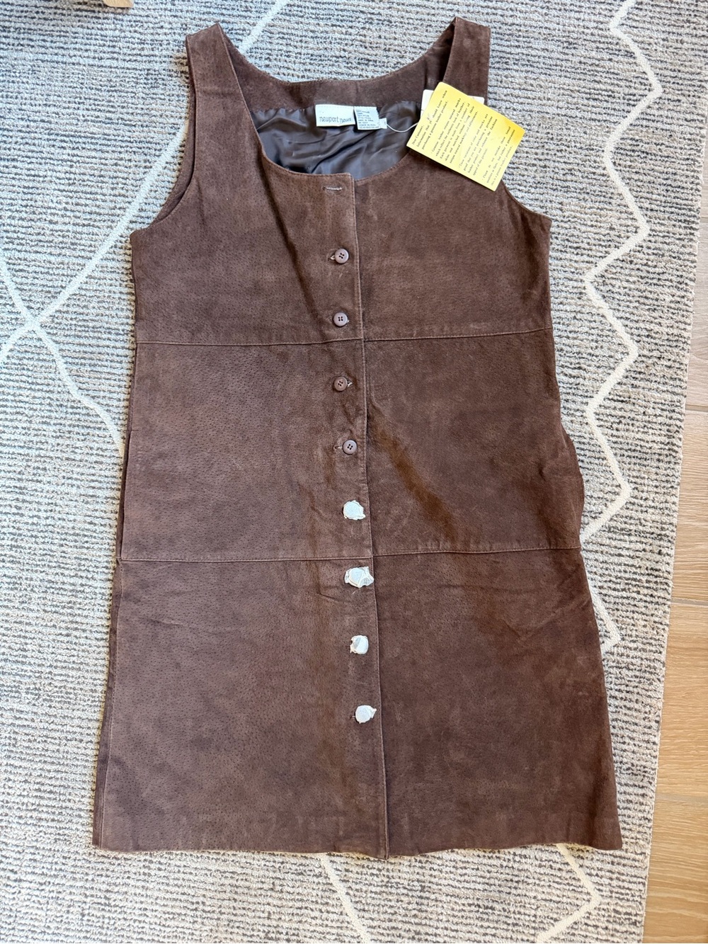Vintage NWT Brown Suede Button-Front Dress